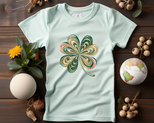 Pink/Gold/Green Glitter Clover - TShirt or Crewneck Sweatshirt
