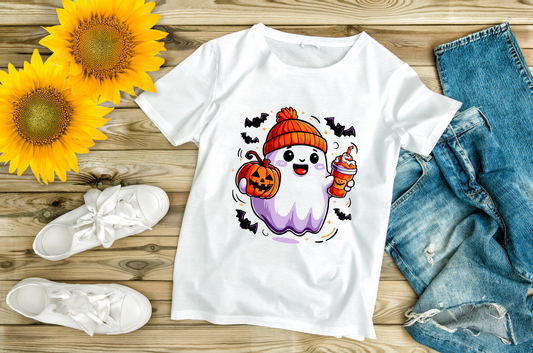 Ghost with Beanie & Coffee - TShirt or Crewneck Sweatshirt