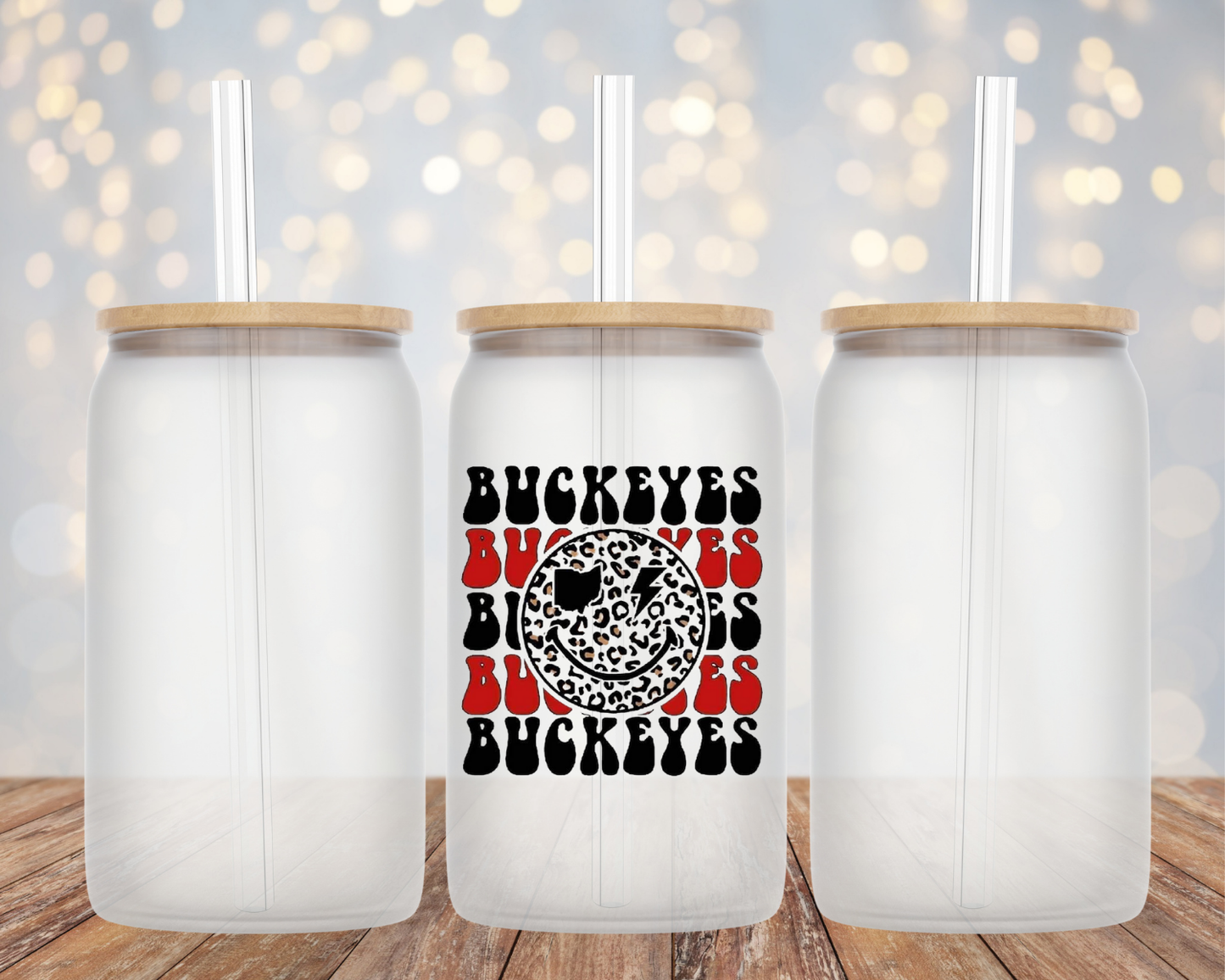 Ohio Buckeyes Smiley Face- Glass Cup