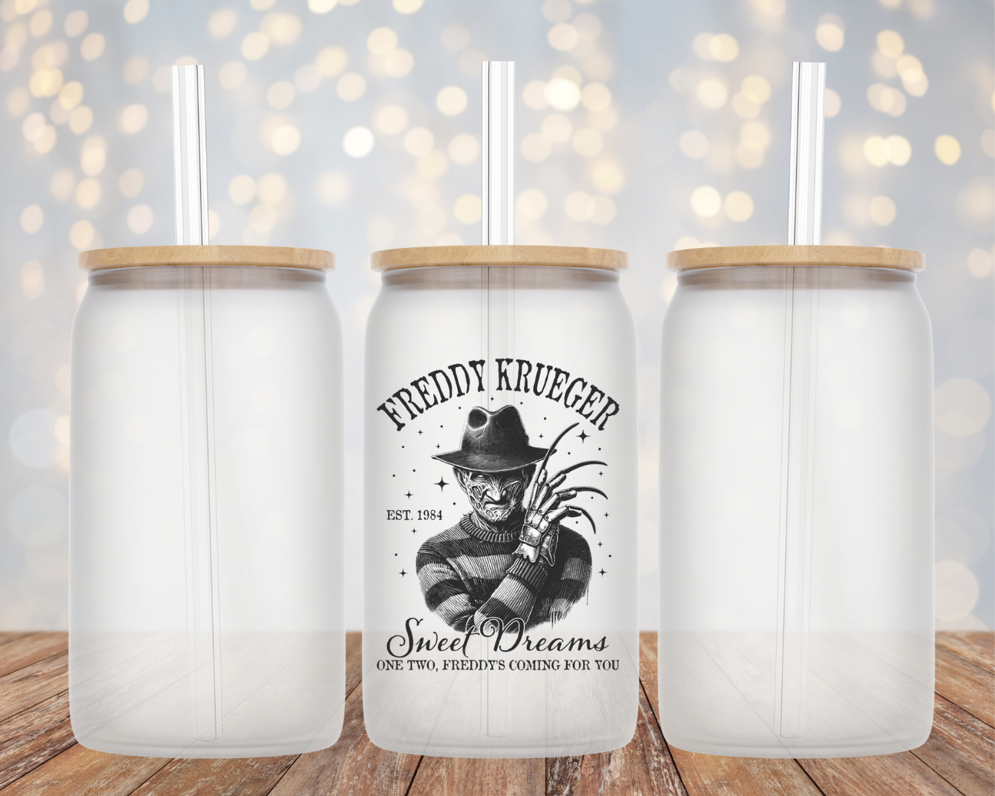 Freddy Krueger "One Two Freddie's Coming For You"- Glass Cup