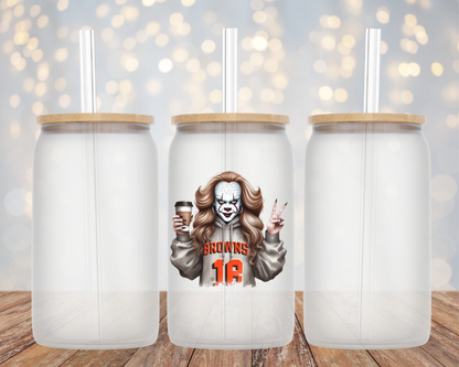 "IT" Clown Cleveland Browns Blonde Baddie- Glass Cup