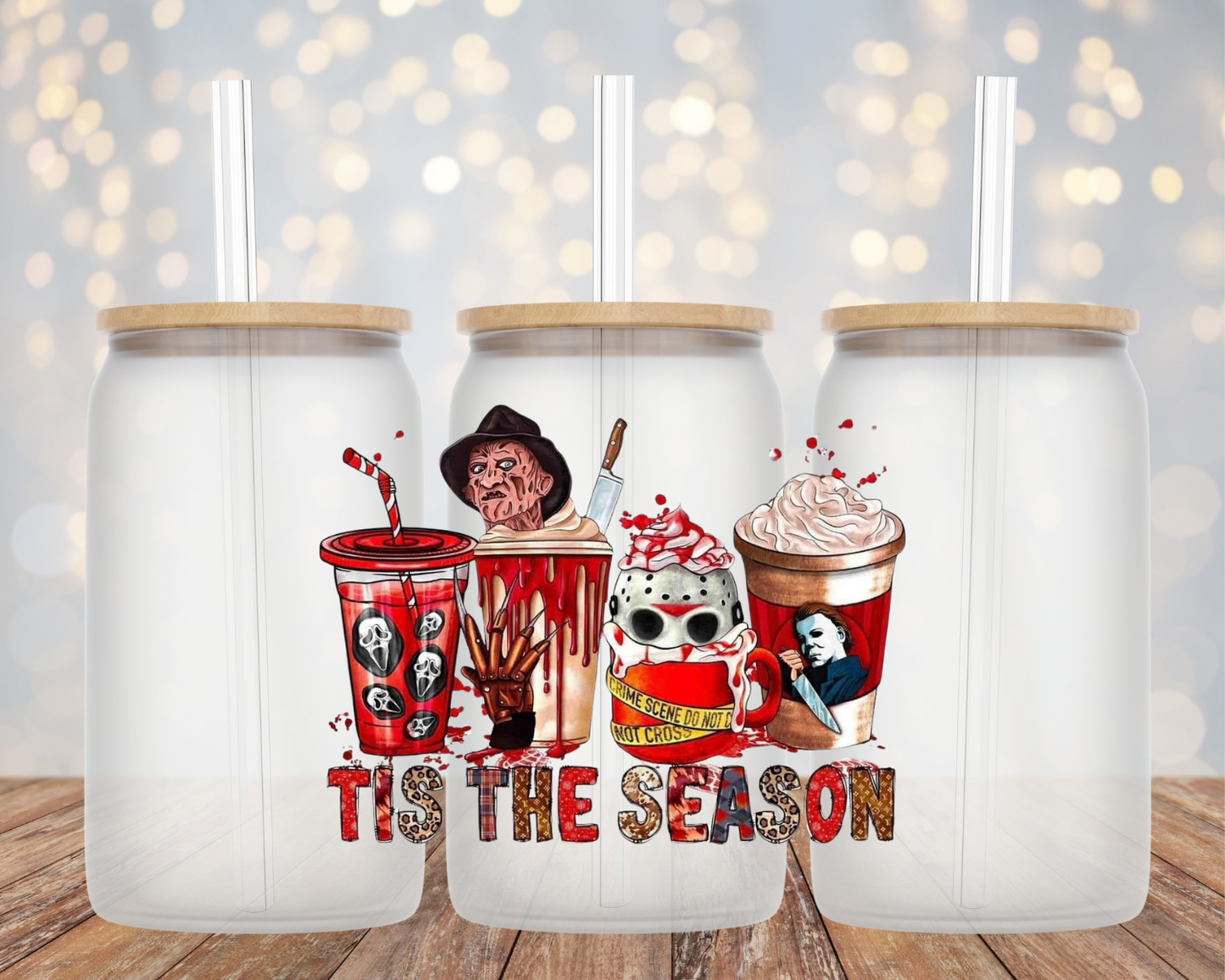 "Tis The Season Coffee." Montage- Glass Cup