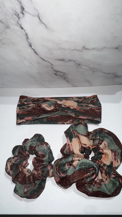 Green/Red/Leopard Print - Scrunchie/Headband