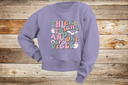 Thick Thighs & Spooky Vibes - Pastel - TShirt or Crewneck Sweatshirt