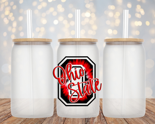 Ohio State Cursive Logo- Glass Cup