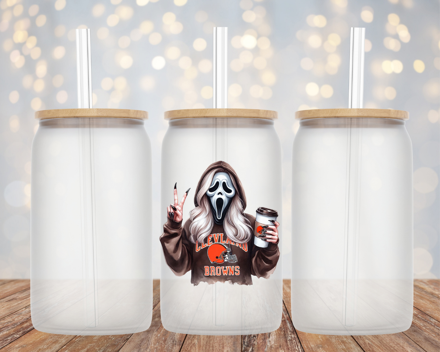 Cleveland Browns Baddie Ghostface- Glass Cup