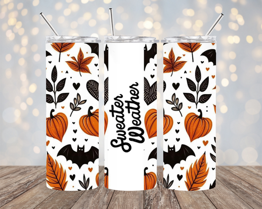 Sweater Weather Pumpkin/Leaves - Tumbler