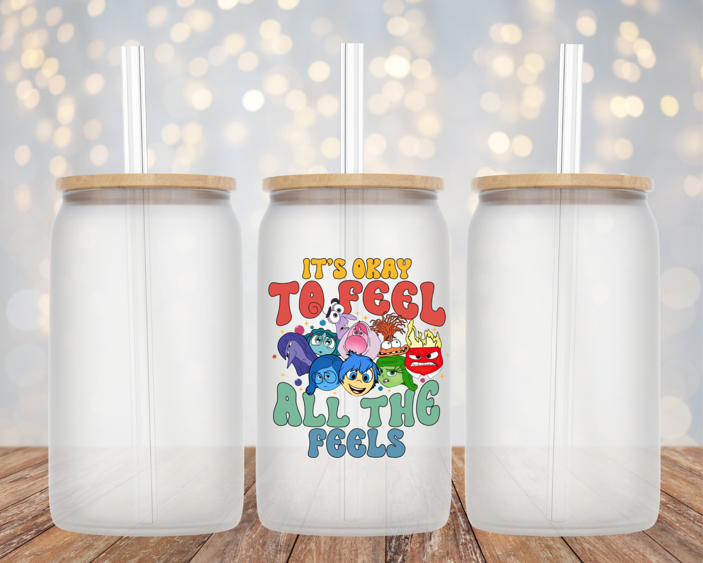 "it's Ok To Feel All The Feels" Mental Health Awareness- Glass Cup