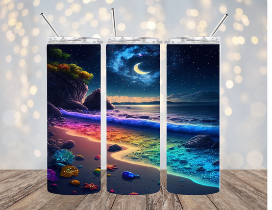 Neon Sunset - Beach - Tumbler