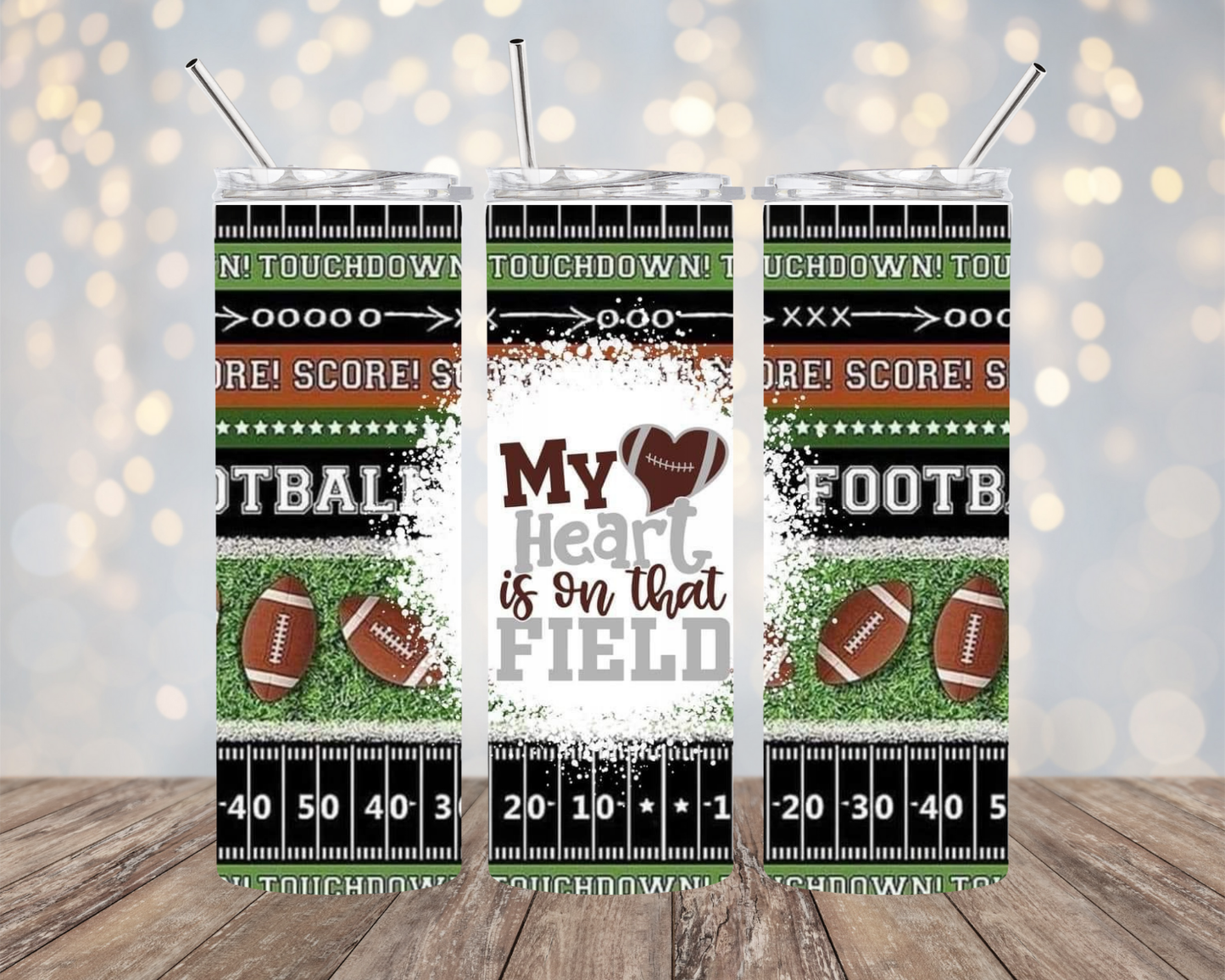 Heart On Field Football Love- Tumbler