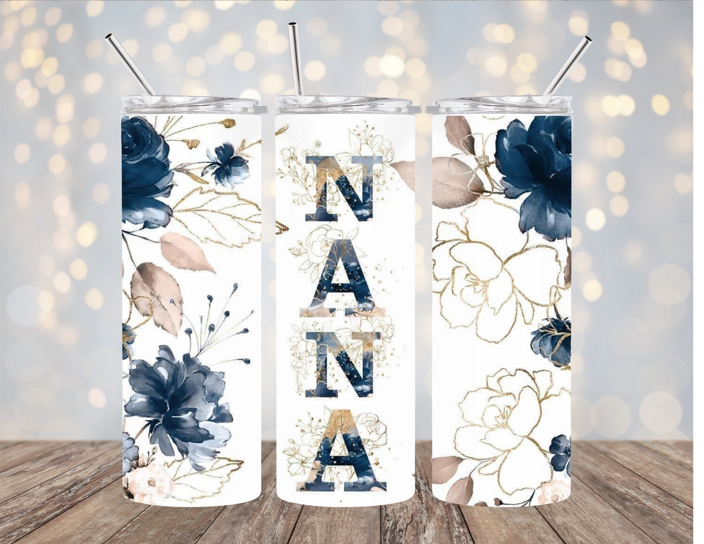 Nana Blue Floral - Tumbler