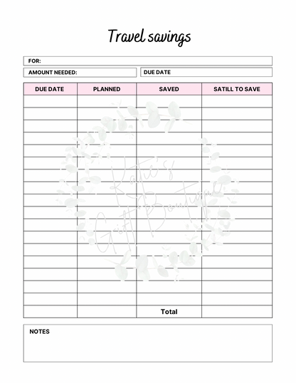 2024-2025 Travel Planner Spread - Self Care Binder