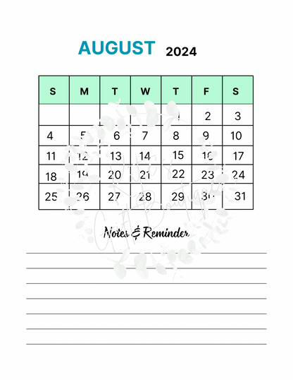 2024-2025 Travel Planner Spread - Self Care Binder