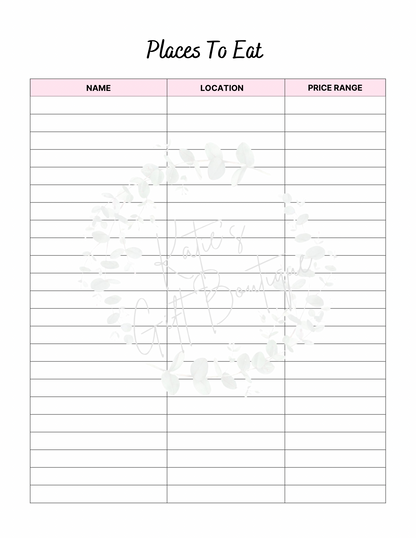 2024-2025 Travel Planner Spread - Self Care Binder