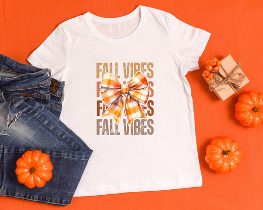 Fall - Fall Vibes Bow - TShirt or Crewneck Sweatshirt