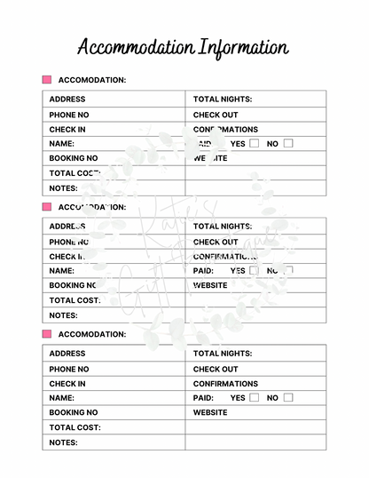 2024-2025 Travel Planner Spread - Self Care Binder