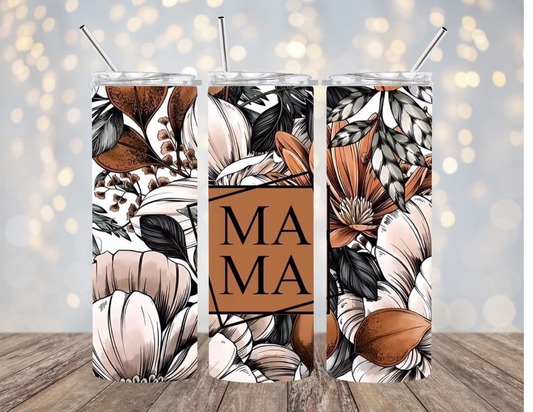 Mama - Black & Nude Floral - Tumbler