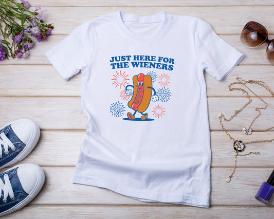 Just Here For The Wieners - TShirt or Crewneck Sweatshirt