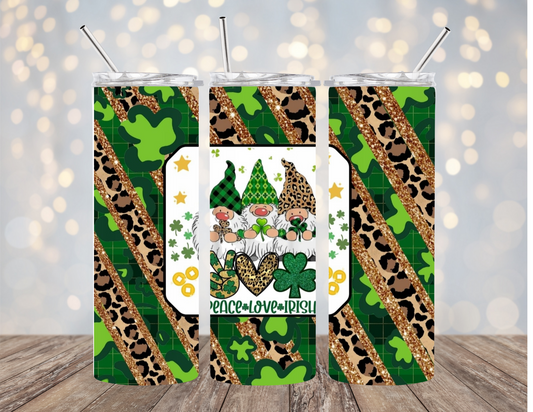 Peace Love Irish _ Gnomes - Tumbler