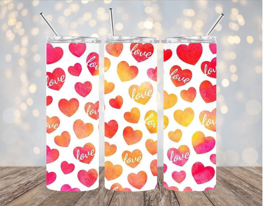 Pink/Red/Orange Hearts - Tumbler