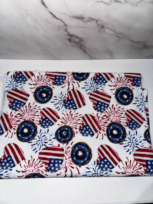 Red White & Blue Donuts & Hearts - Scrunchie/Headband