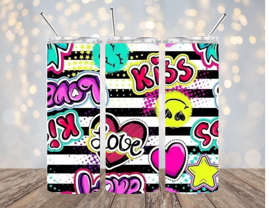 Kiss & Love Bubble Neon - Tumbler