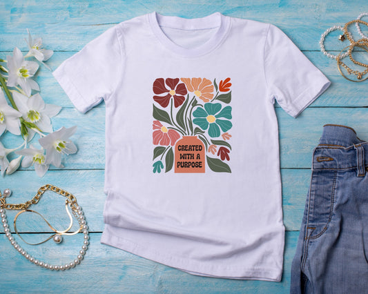 Created with a Purpose - TShirt or Crewneck Sweatshirt