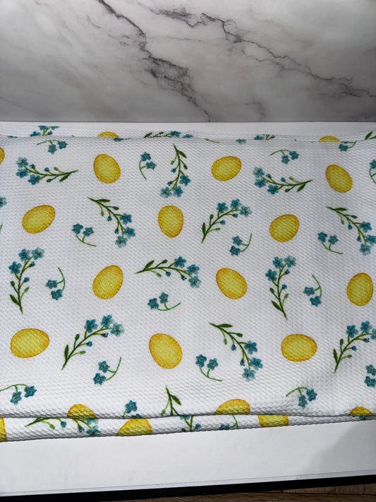 Yellow Eggs/Blue Flowers  - Scrunchie/Headband