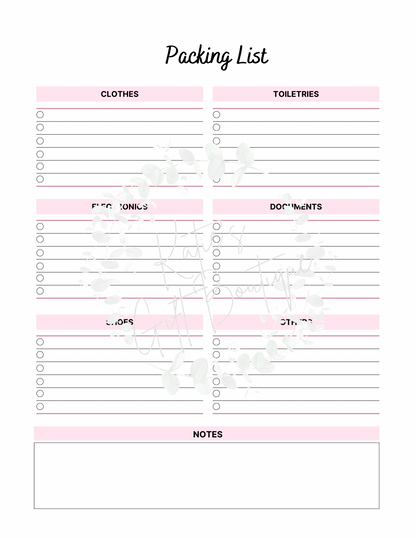 2024-2025 Travel Planner Spread - Self Care Binder