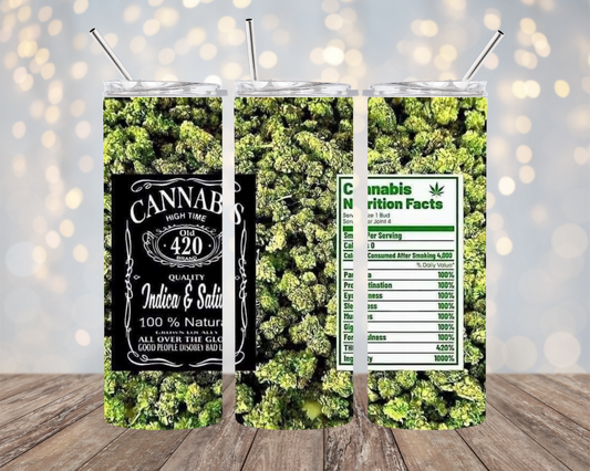 Cannabis Liquor Bottle Print- Tumbler