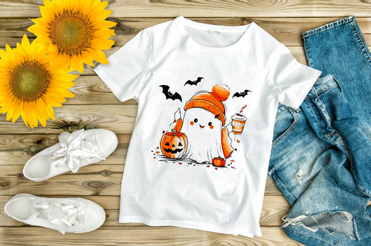Halloween - Ghost Pumpkin - TShirt or Crewneck Sweatshirt