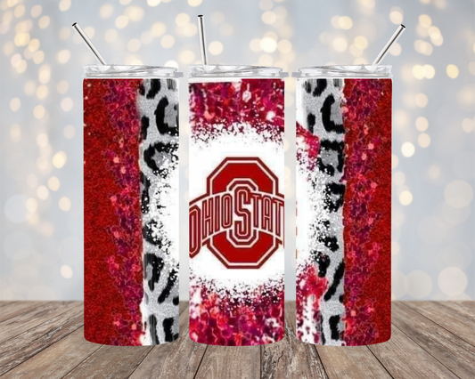 Ohio Red Glitter- Tumbler