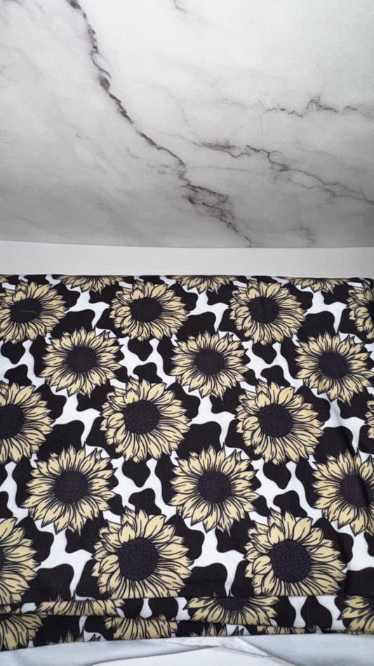 Sunflowers & Cowprint - Scrunchie/Headband