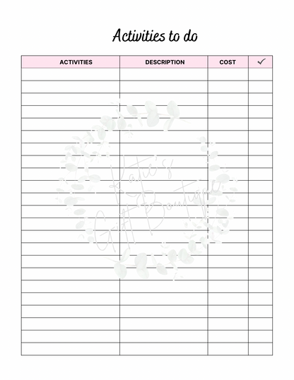 2024-2025 Travel Planner Spread - Self Care Binder