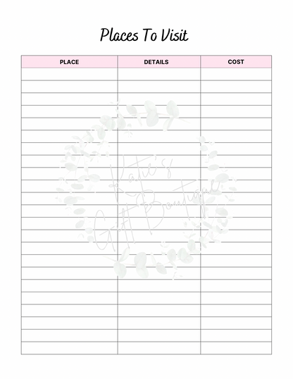 2024-2025 Travel Planner Spread - Self Care Binder