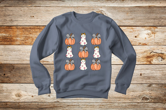 Halloween - Bows, Ghost, Pumpkins - TShirt or Crewneck Sweatshirt