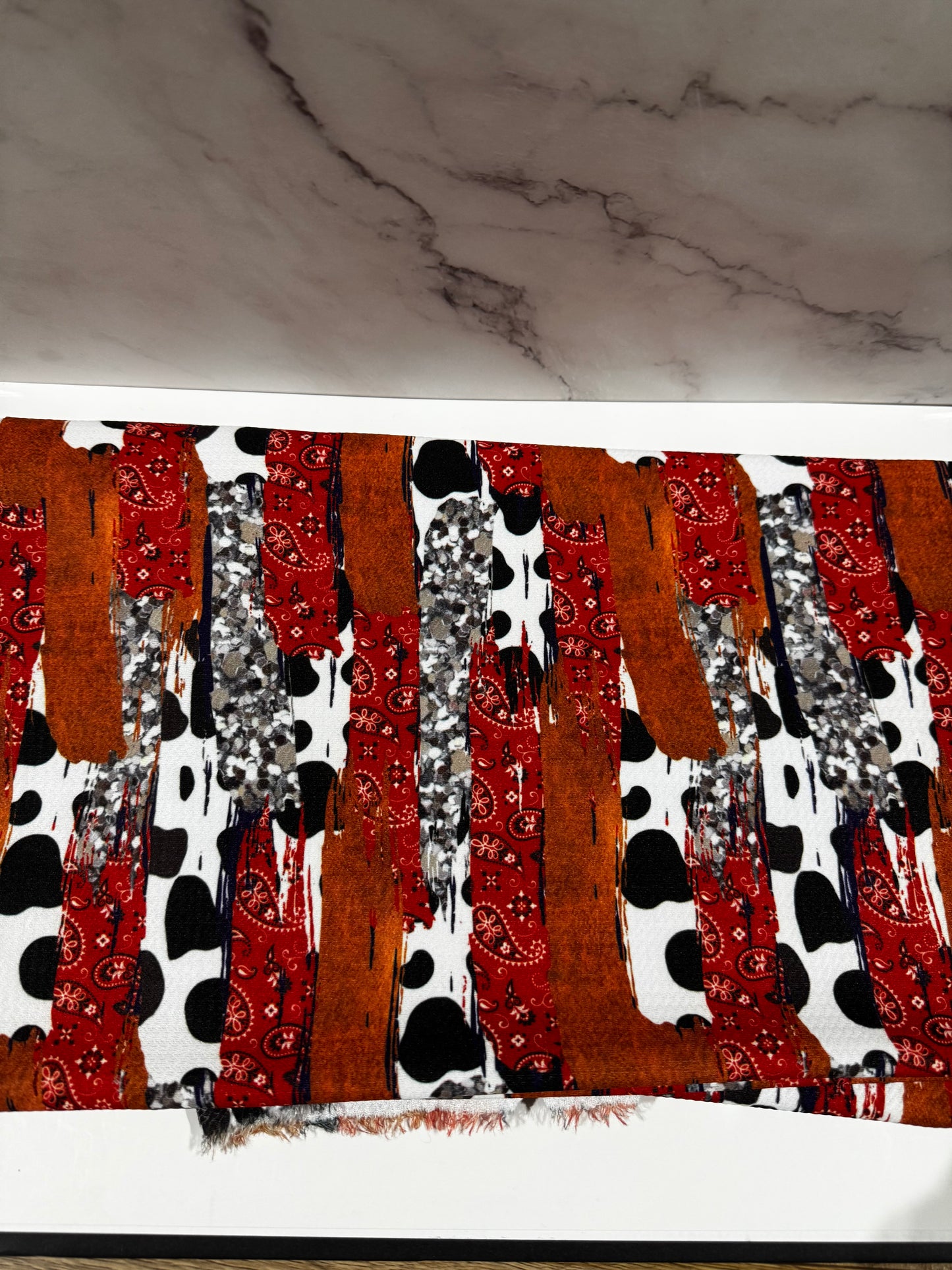 Bandana/Cow Print/Burnt Orange - Scrunchie/Headband