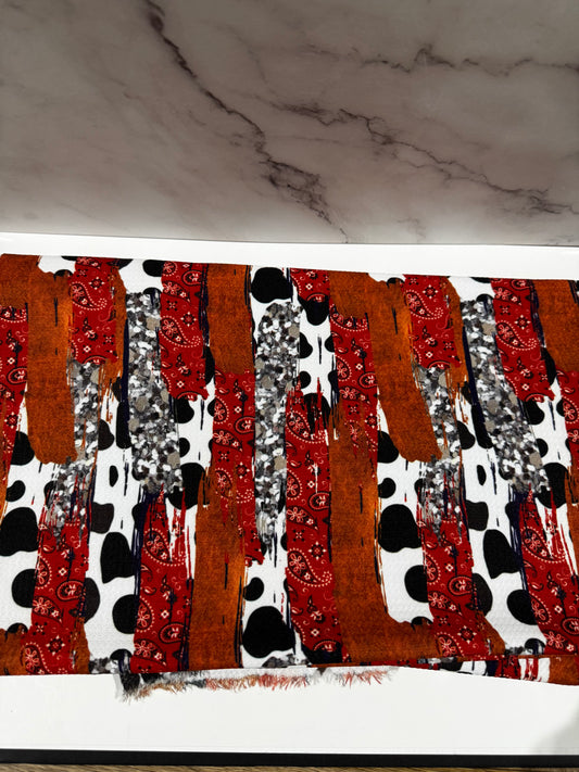 Bandana/Cow Print/Burnt Orange - Scrunchie/Headband