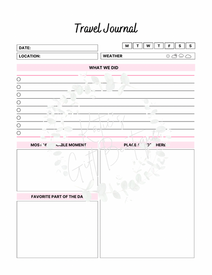 2024-2025 Travel Planner Spread - Self Care Binder