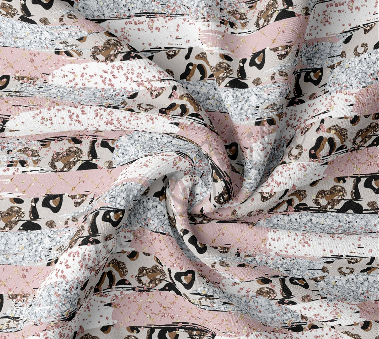 Silver/Pink/Leopard Print - Scrunchie/Headband