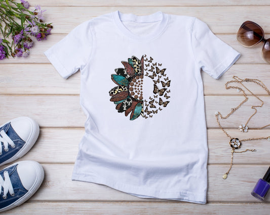Leopard, Butterfly, Sunflower - TShirt or Crewneck Sweatshirt