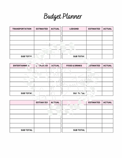 2024-2025 Travel Planner Spread - Self Care Binder