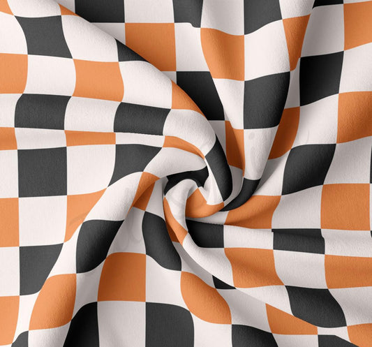 Black & Orange Checkered - Scrunchie/Headband