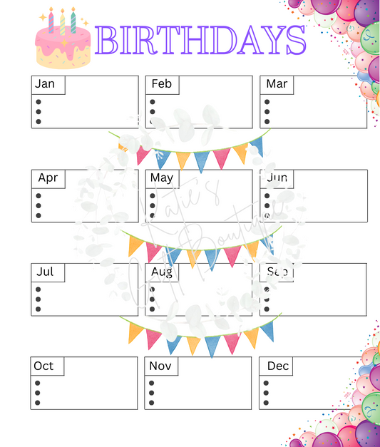 Birthdays Tracker