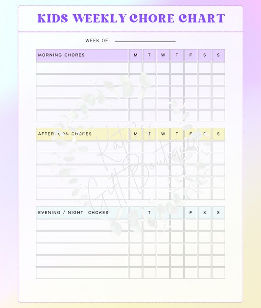 Kids Weekly Chore Chart