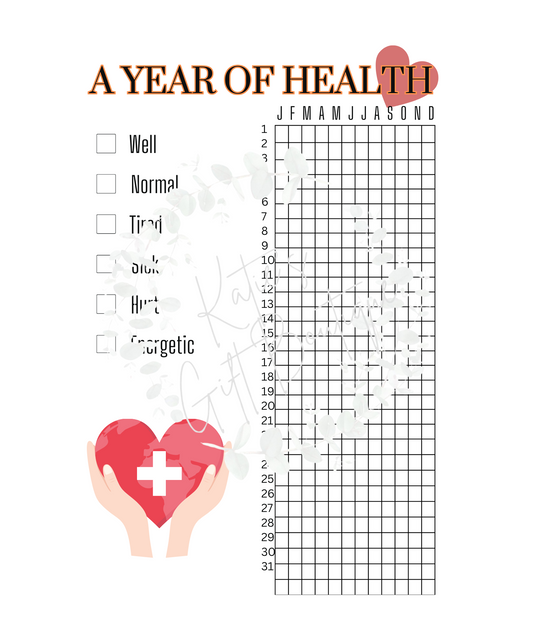 Year of Health Tracker - Self Care Binder Pages