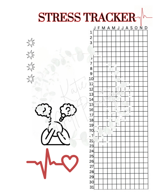 Yearly Stress Tracker - Self Care Binder Pages