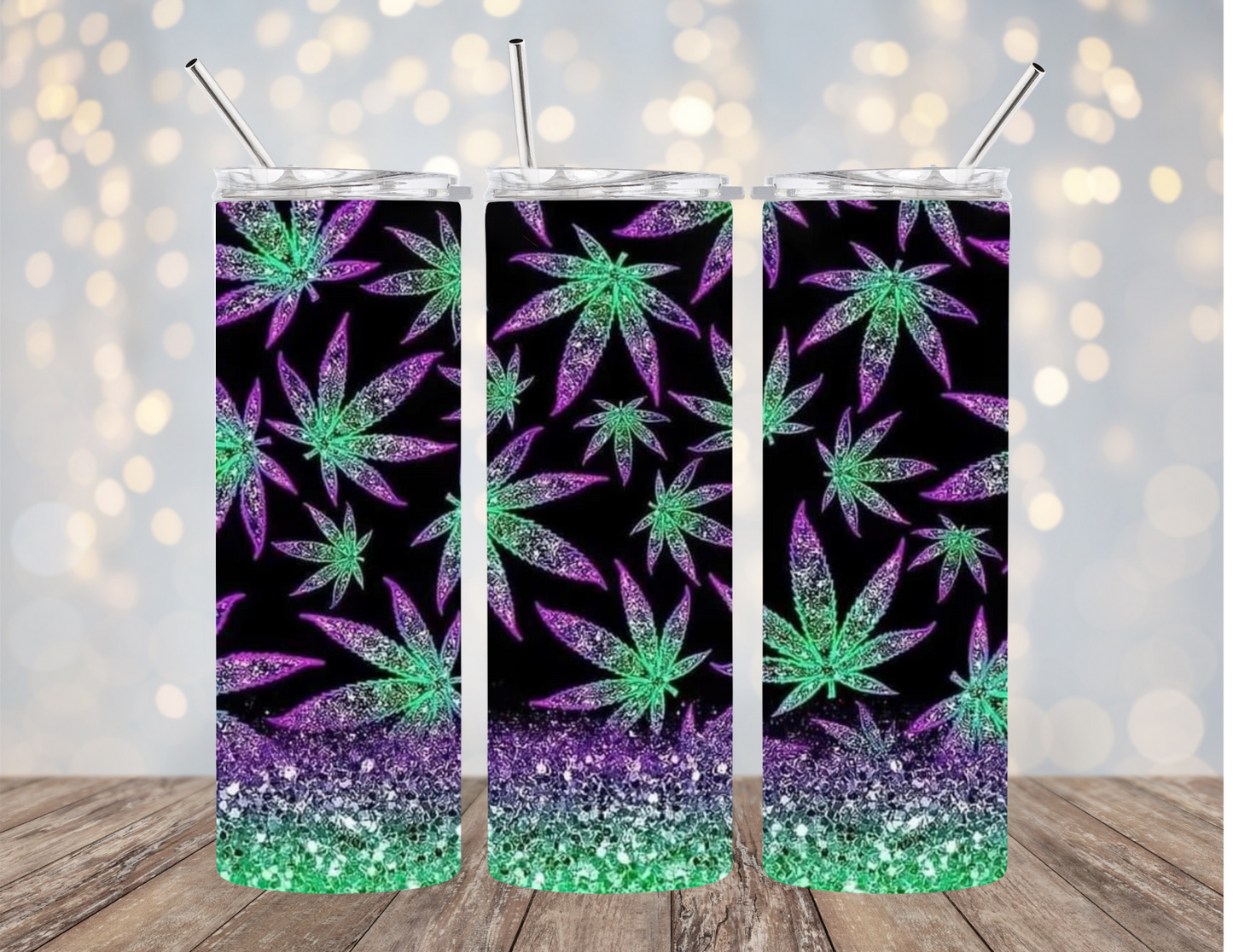 Purple and Green Marijuana - Tumbler