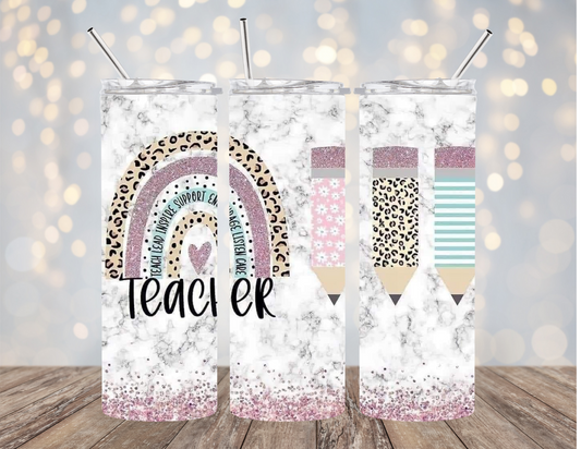 Teach Love Inspire - Pink Rainbow - Tumbler