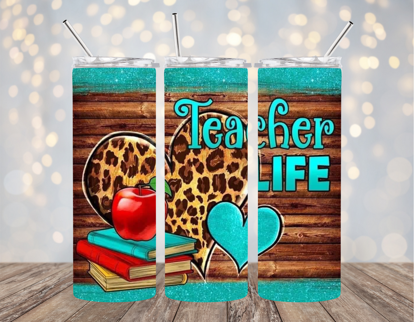 Teacher Life - Leopard Heart - Tumbler